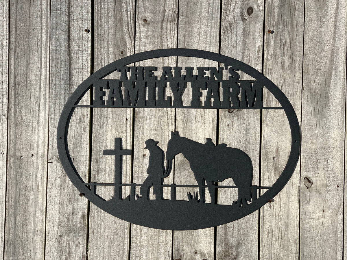 Horse with Cross | Shop for Custom Welcome Signs | Liberty Metal and Design